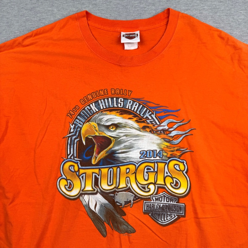 Harley-Davidson 2014 Sturgis Black Hills Rally Orange Graphic T-Shirt 2XL 1102